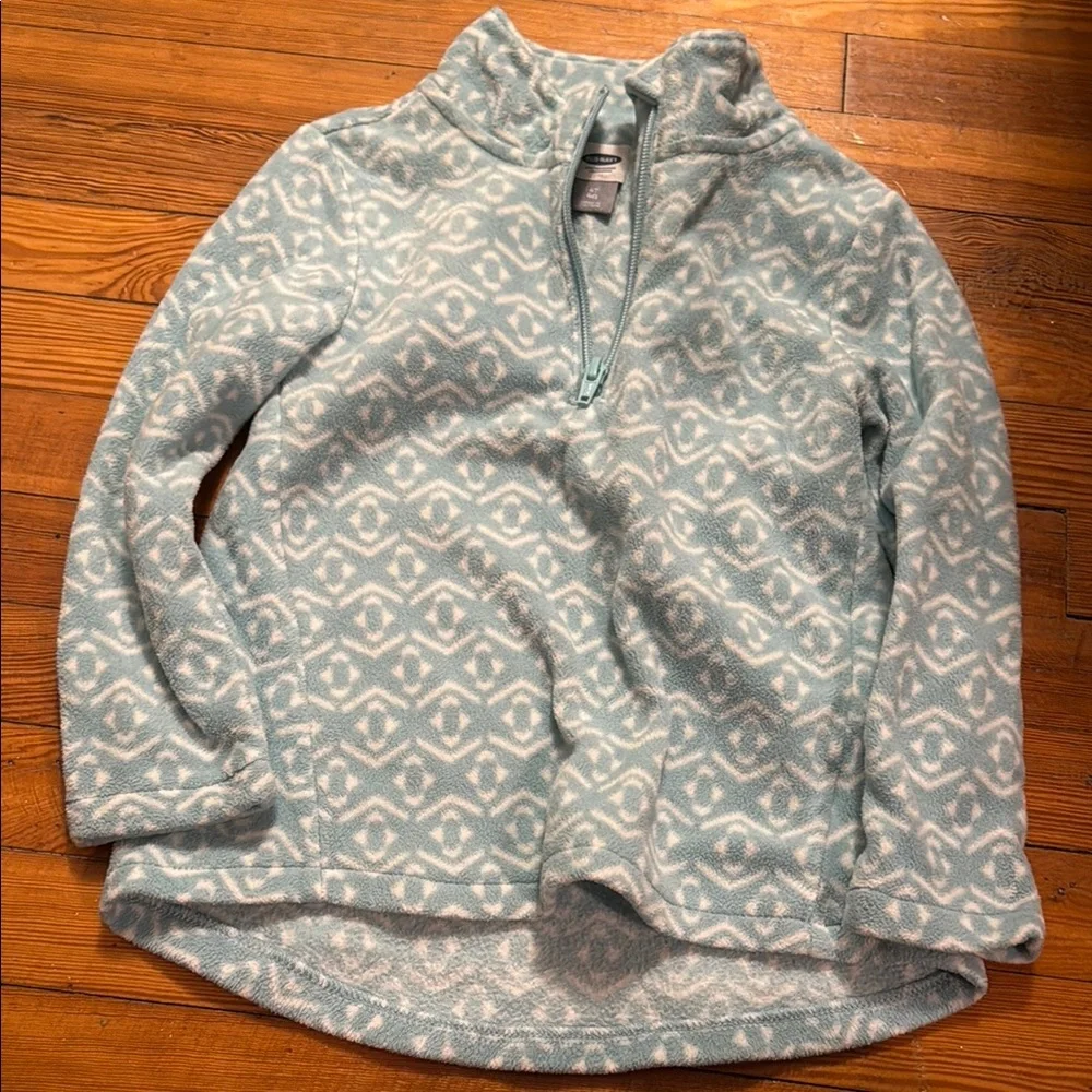Light Green Patterned Fleece Pullover - Picture 1 of 2